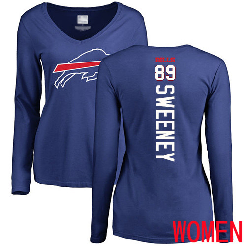 NFL Women Buffalo Bills #89 Tommy Sweeney Royal Blue Backer Long Sleeve T Shirt